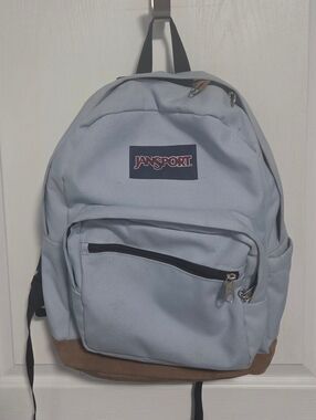 JanSport Classic Right Pack Backpack Hydrangea Blue Laptop Suede Leather (NOTE)